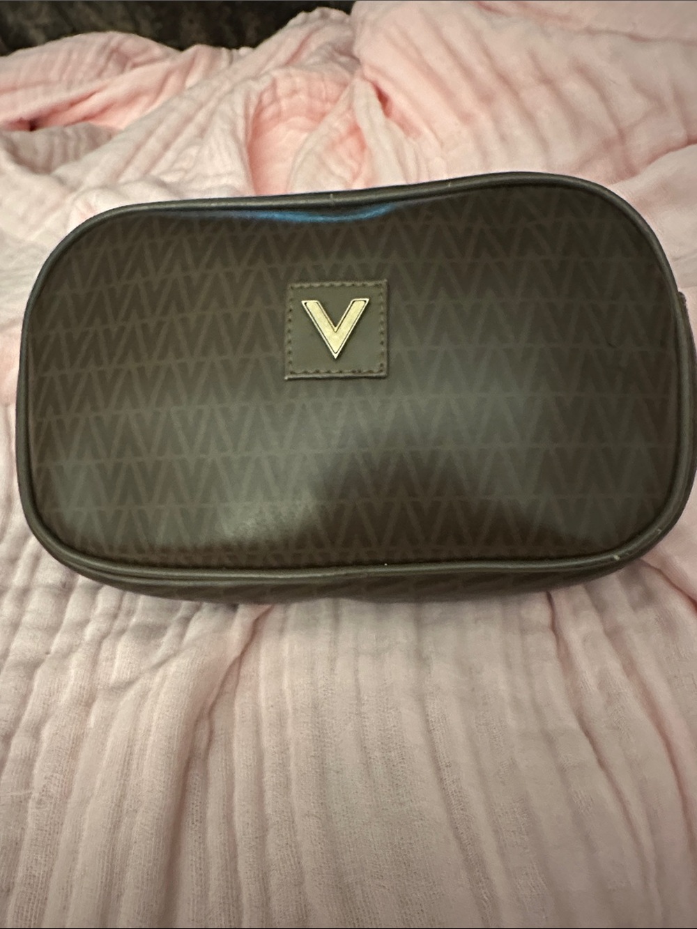 Mario Valentino Emblem Brown Men's Travel Pouch